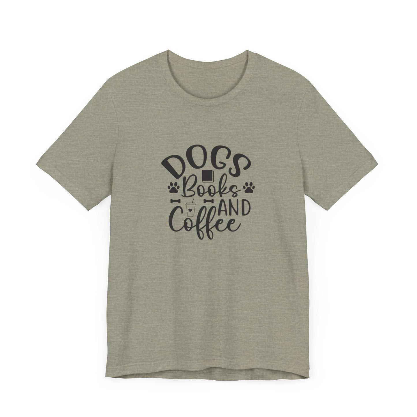 Dogs, Books, and Coffee Unisex Jersey Short Sleeve Tee